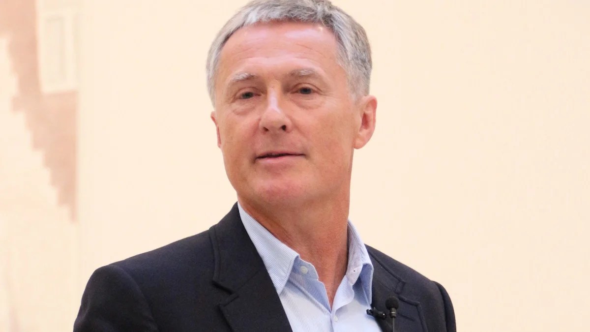 David Zwirner speaking during a press conference at his gallery in New York (Credit: Christina Horsten/picture alliance via Getty Images)