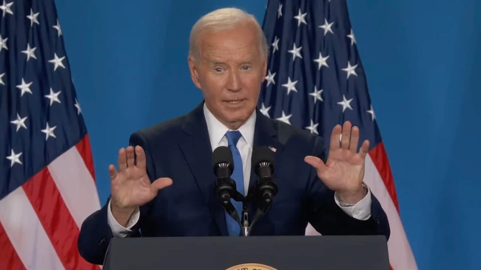 Joe Biden speaks during his July 11 press conference